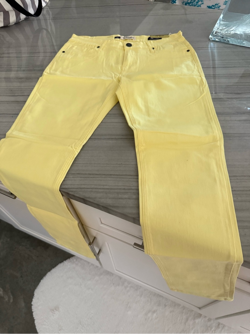 Vigold Bright Yellow Denim Jeans with Branded Button